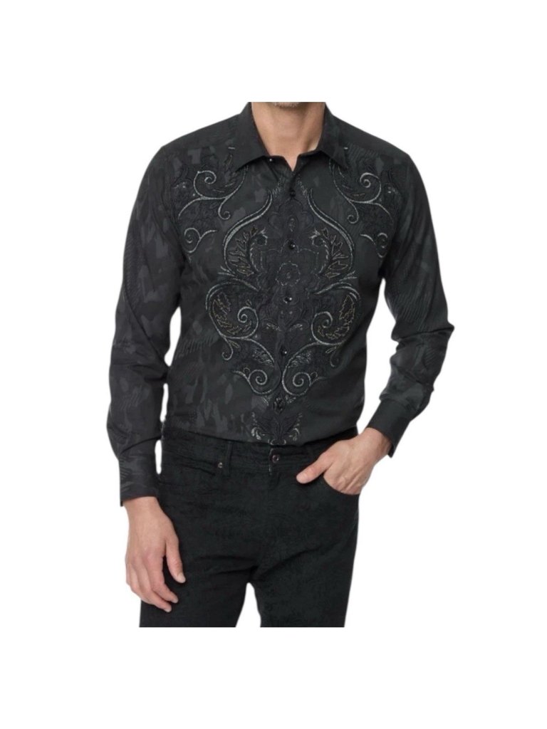 Robert Graham Exclusive Saldibar Black Embroidered Masterpiece $348 Nwt Small